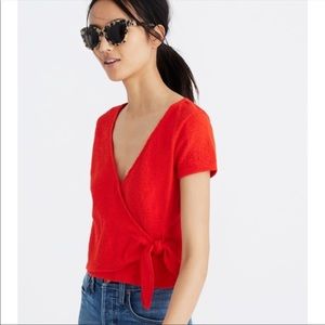 Madewell Red Texture and Thread Tie Top XS